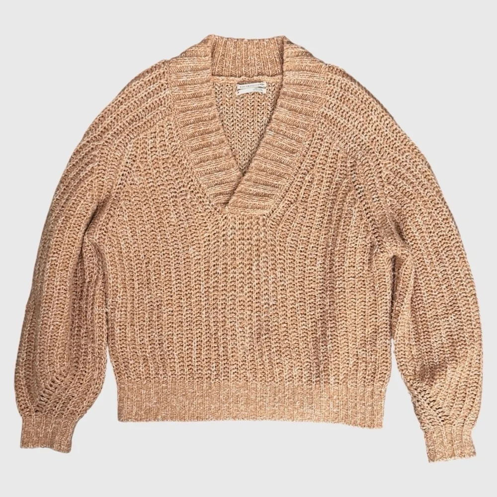 Anthropologie Honore Chunky Knit Wool Alpaca Blend Sweater Honey Tan Women Small